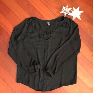 Black blouse, semi-sheer